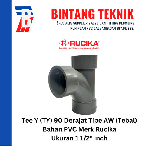 Large Radius Tee Y 1 1/2" inch PVC Rucika AW