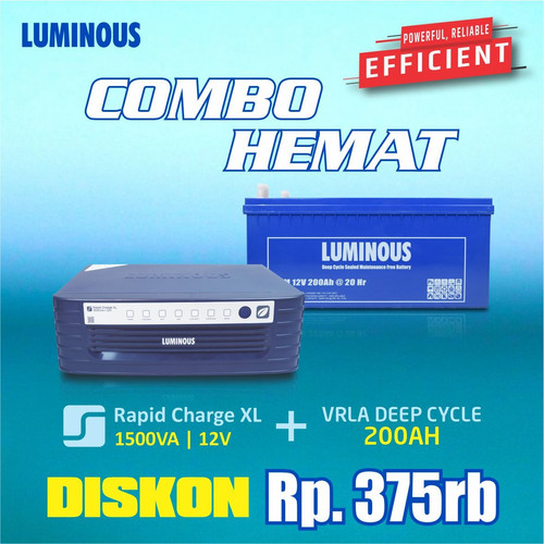 LUMINOUS paket Inverter Rapid Charge XL 1500VA 12V + baterai 200ah