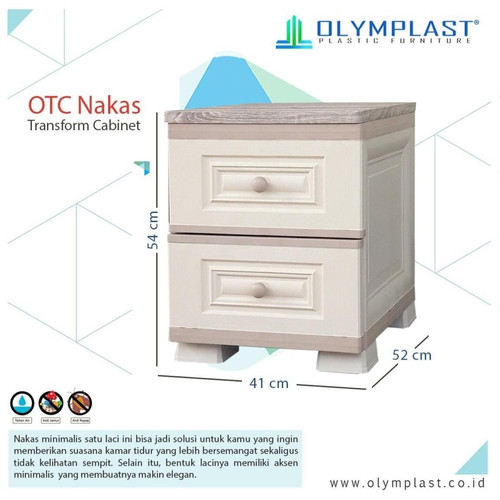 Olymplast OTC Nakas Transform Cabinet Laci Meja Tidur Samping Plastik