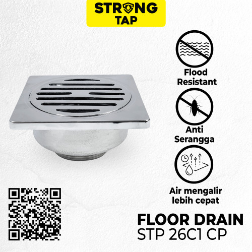 Floor Drain Saringan Got Kamar Mandi StrongTap 26C1 BK