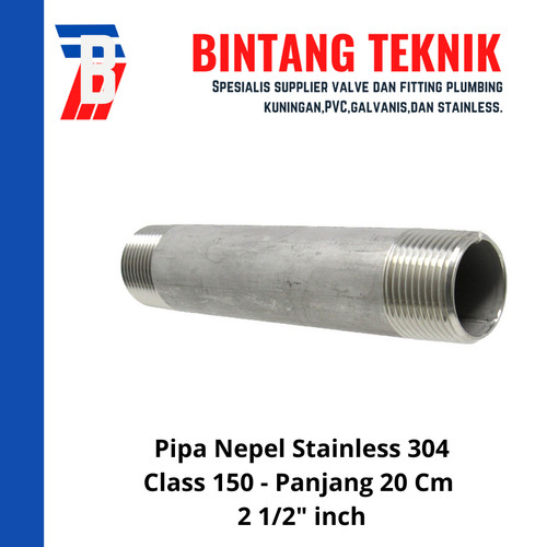 Pipa Nepel (Nipple) 20 cm 2-1/2" inch Stainless 304