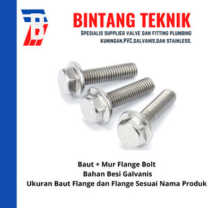 Baut Flange Bolt M16x60 1 1/2" inch Besi Galvanis