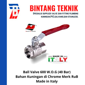 Ball Valve 2 1/2" inch Kuningan di Chrome Rub Italy