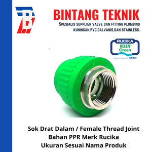 Sok Drat Dalam PPR Pipa 1" inch (32 mm) x Drat 1" inch Rucika