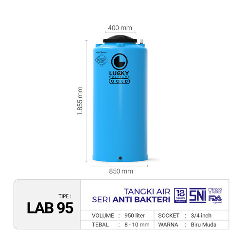 Tangki / Toren Air Antibakteri Lucky 950 liter (LAB 95)