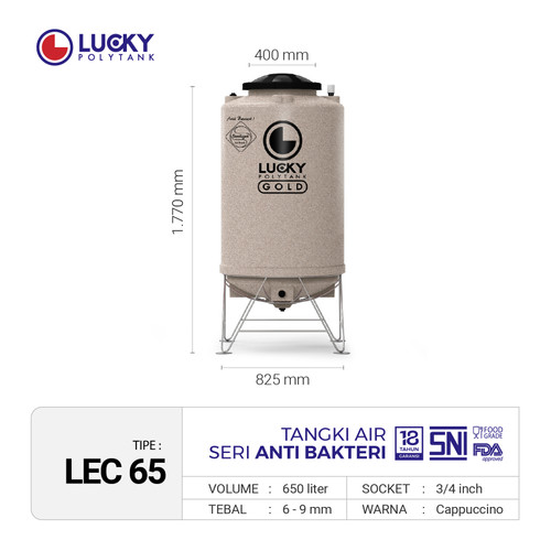 Tangki / Toren Air Kaki E-Clean Lucky 650 liter (LPEC 650)