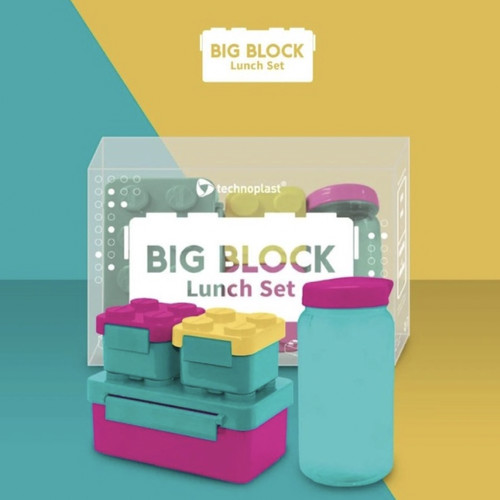 Technoplast Big Block Lunch Box Set Kotak Makan Bentuk Lego Bekal Anak