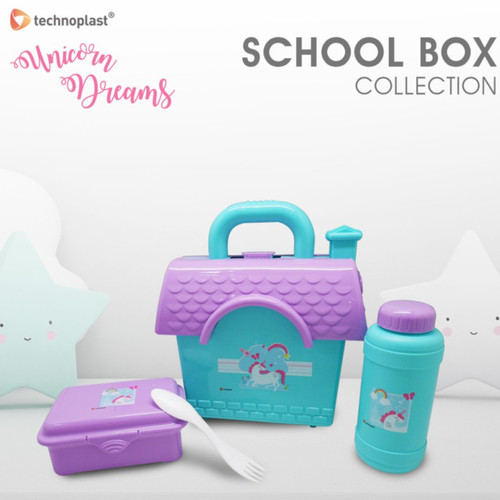 Technoplast SB009 Unicorn Dreams School Box Lunch Box Set Bekal Anak