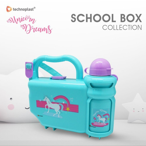 Technoplast Unicorn Dreams School Box Lunch Box Bottle Set Bekal Anak