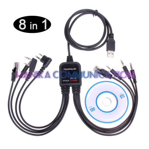 JiYKR 8in1 Kabel Program HT Cina Motorola Icom Baofeng Kenwood Yaesu