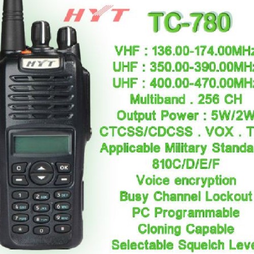 HYT TC-780 HT UHF 350-390MHz Military Standard Ori Baru Garansi TC780