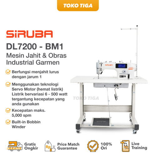 Mesin Jahit SIRUBA DL7200 - BM1 Auto Potong Benang + Backtack Servo