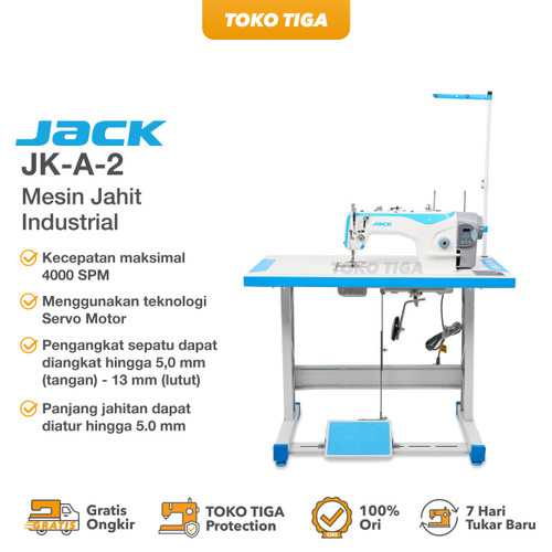 Mesin Jahit Jarum 1 Servo JACK A2 Auto Potong Benang (Industrial)