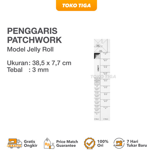 Penggaris Patchwork Jelly Roll / Block Quilting Ruler (LCR01)