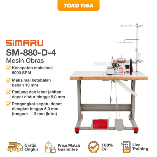 Mesin Obras SIMARU SM880D-4 / SM 880D Obras Benang 4 Industrial Servo