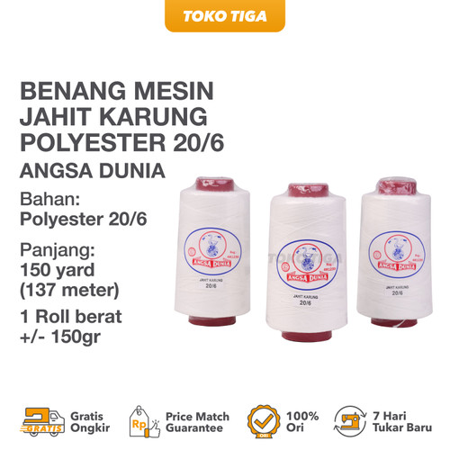 Benang Mesin Jahit Karung Polyester 20/6 Merk ANGSA DUNIA