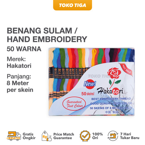 Benang Sulam / Hand Embroidery Thread Set Isi 50 Warna