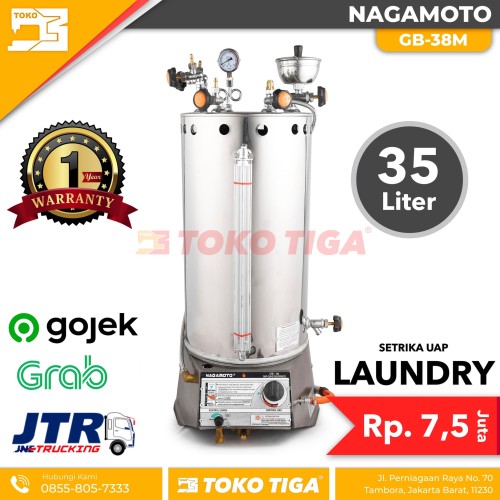 Setrika Uap - Steam Boiler Laundry Otomatis 35 Liter NAGAMOTO GB-38M