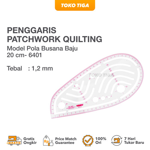 Penggaris Jahit/Menjahit - Pola Busana Baju 20 cm - 6401