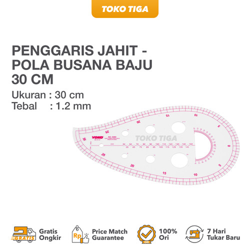 Penggaris Jahit/Menjahit - Penggaris Pola Baju Bulat 30 cm - 6460B