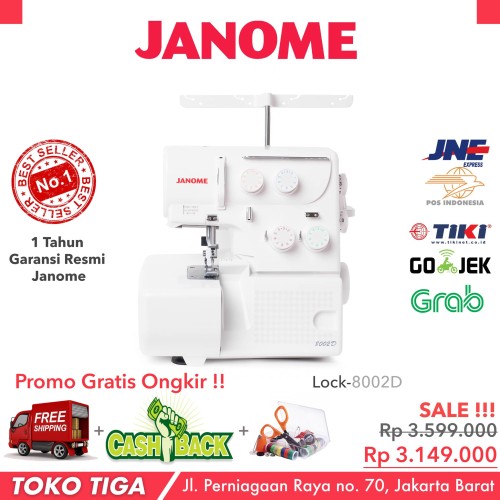 Mesin Obras Neci Portable JANOME 8002D / 8002 D + BONUS