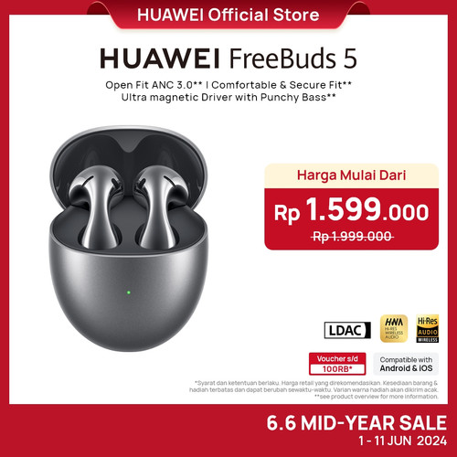 HUAWEI FreeBuds 5 Open Fit Earphone | Seamless Curves for Optimal Fit