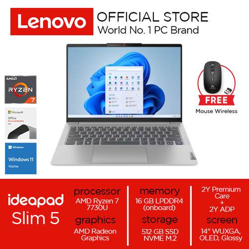 Lenovo IdeaPad Slim 5 14ABR8 Ryzen 7 7730U 16GB 512GB W11+OHS OLED