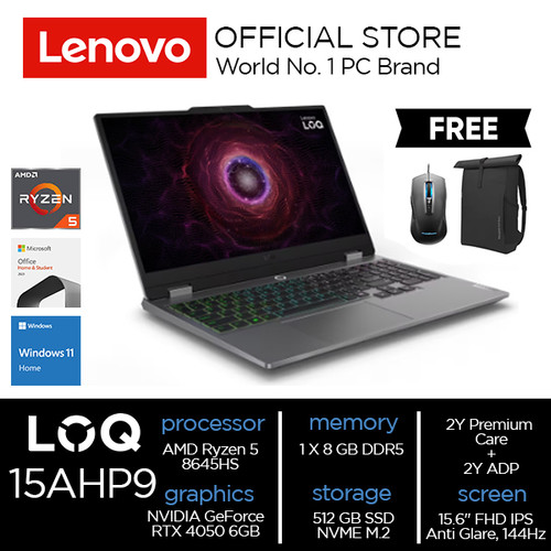 Lenovo LOQ 15AHP9 Ryzen 5 8645HS 8GB 512GB RTX 4050 6GB W11 OHS