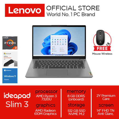 Lenovo IdeaPad Slim 3 14AMN8 Ryzen 3 7320U 8GB 512GB W11 OHS