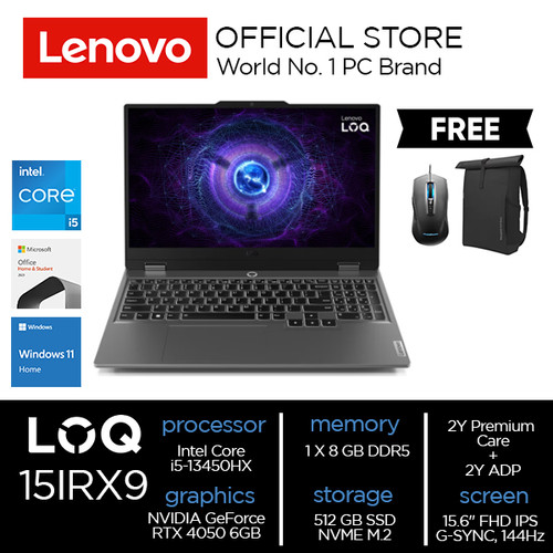 Lenovo LOQ 15IRX9 Core i5-13450HX 8GB 512GB RTX 4050 6GB W11 OHS