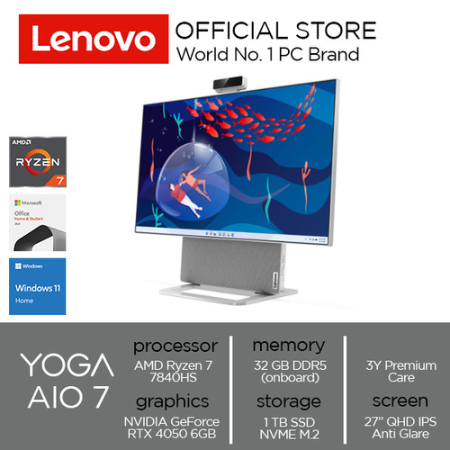 Lenovo Yoga AIO 7 27APH8 Ryzen 7 7840HS 32GB 1TB RTX 4050 6GB W11 OHS