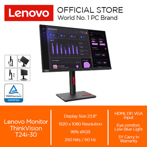 Lenovo Monitor ThinkVision T24i-30 23.8" IPS 60Hz