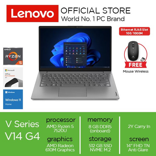 Lenovo V14 G4 AMN Ryzen 5 7520U 8GB 512GB W11 OHS