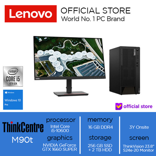 Lenovo ThinkCentre M90t Core i5-10600 16GB 256 SSD 2T HDD GTX1660 Sup