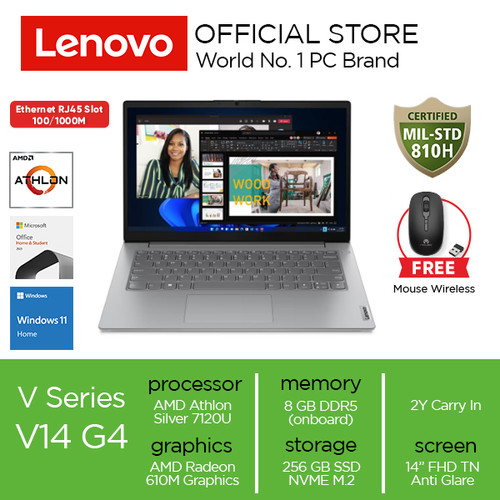 Lenovo V14 G4 AMN Athlon Silver 7120U 8GB 256GB W11 OHS