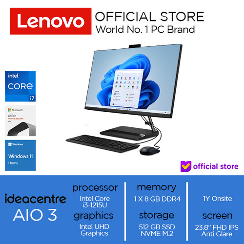 Lenovo IdeaCentre AIO 3 24IAP7 Core i3-1215U 8GB 512GB W11 OHS