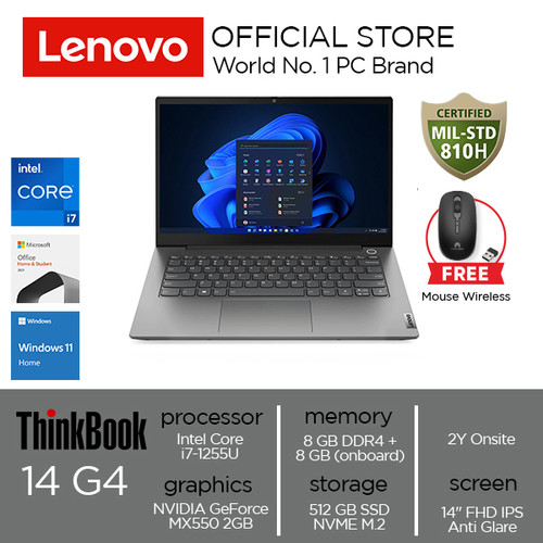 Lenovo ThinkBook 14 G4 IAP Core i7-1255U 16GB 512GB MX550 2GB W11+OHS