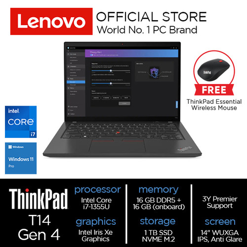 Lenovo ThinkPad T14 Gen 4 (Intel) Core™ i7-1355U 32GB 1TB W11Pro