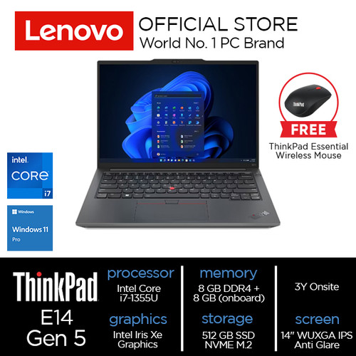 Lenovo ThinkPad E14 Gen 5 (Intel) Core i7-1355U 16GB 512GB W11Pro