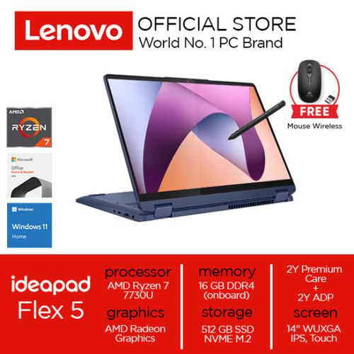 Lenovo IdeaPad Flex 5 14ABR8 Ryzen 7 7730U 16GB 512GB W11+OHS