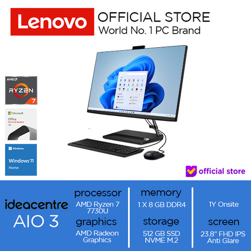 Lenovo IdeaCentre AIO 3 24ALC6 Ryzen 7 7730U 8GB 512GB W11+OHS