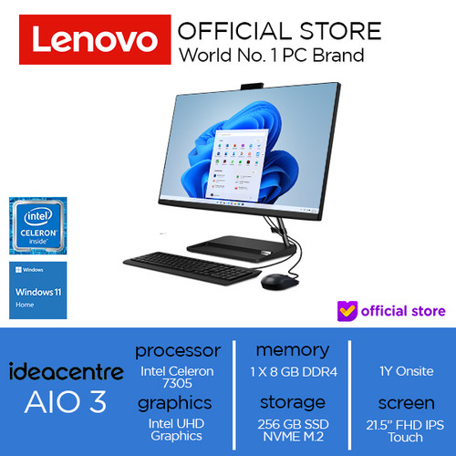 Lenovo IdeaCentre AIO 3 22IAP7 Celeron 7305 8GB 256GB W11 Touch