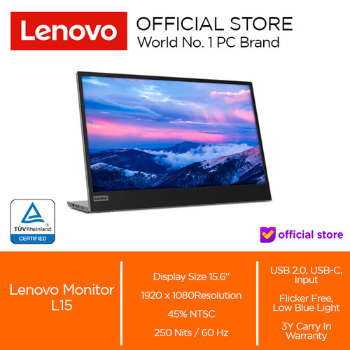 Lenovo Monitor L15 15.6" IPS 60 Hz