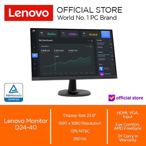 Lenovo Monitor D24-40 23.8" VA 75 Hz