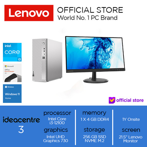 Lenovo IdeaCentre 3 07IAB7 Core i3-12100 4GB 256GB SSD W11+OHS