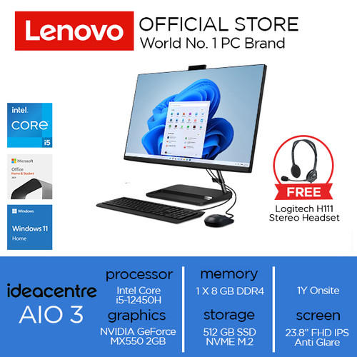 Lenovo IdeaCentre AIO 3 24IAP7 Core i5-1240P 8GB 512SSD MX550 W11+OHS