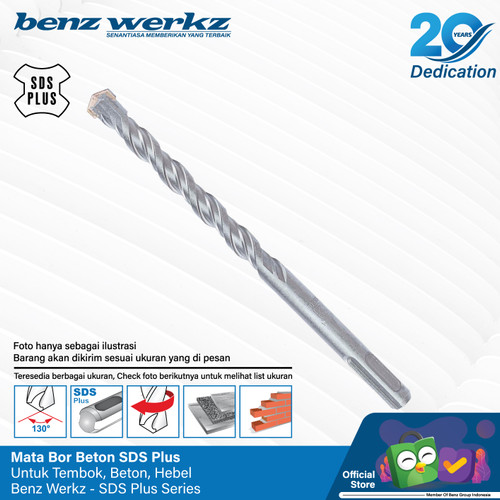 Mata Bor Beton 25 x 1000mm / SDS Plus Drill Bit By Benz Werkz