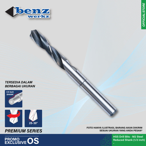 Mata Bor Besi / HSS Drill Bit Reduced Shank by Benz Werkz