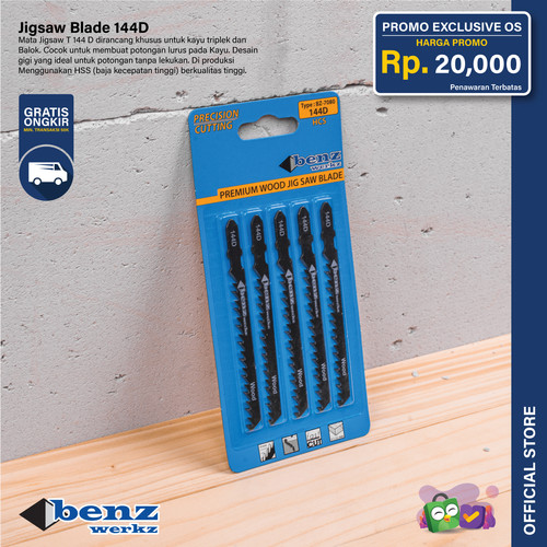 5 Pcs Mata Gergaji Kayu Jigsaw Blade 144D HCS Wood Benz Werkz