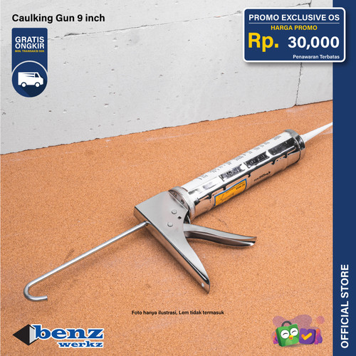 Tembakan Lem Kaca Silikon Sealant 9 inch / Caulking Gun Benz Werkz